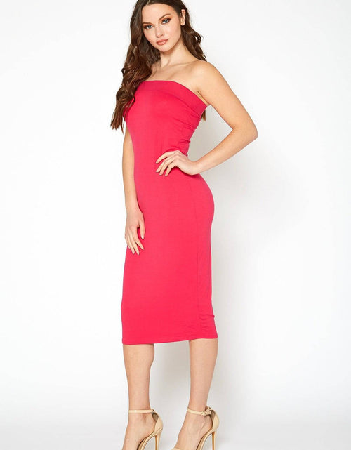 Load image into Gallery viewer, Women's Tube Top Bodycon Midi Dress by Shop at Konus
