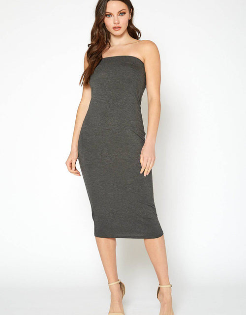 Load image into Gallery viewer, Women's Tube Top Bodycon Midi Dress by Shop at Konus
