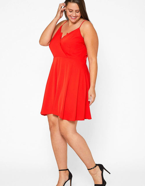 Load image into Gallery viewer, Plus Size V-neck Spaghetti Strap Cocktail Dress in Poppy Red by Shop at Konus

