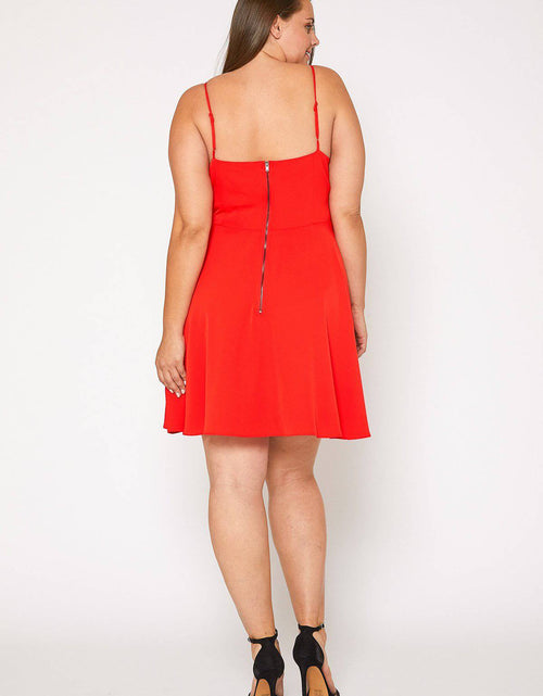 Load image into Gallery viewer, Plus Size V-neck Spaghetti Strap Cocktail Dress in Poppy Red by Shop at Konus
