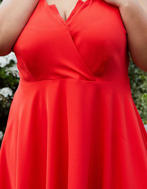 Load image into Gallery viewer, Plus Size V-neck Spaghetti Strap Cocktail Dress in Poppy Red by Shop at Konus
