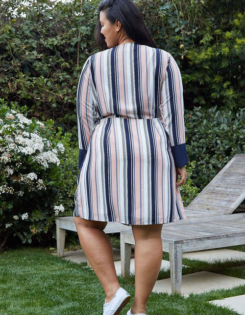 Load image into Gallery viewer, Plus Size Printed Wrap Dress With Cuff Binding in Multi by Shop at Konus
