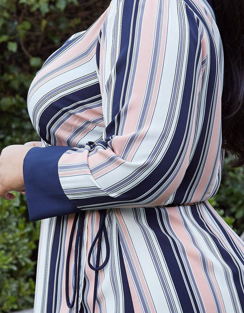 Load image into Gallery viewer, Plus Size Printed Wrap Dress With Cuff Binding in Multi by Shop at Konus
