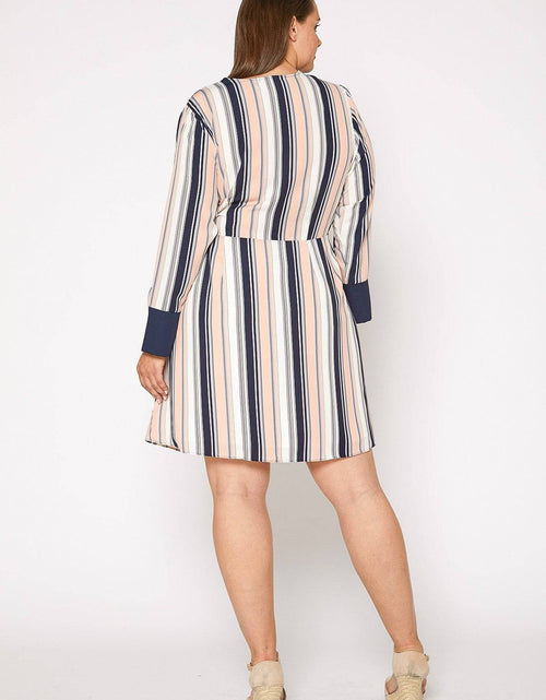 Load image into Gallery viewer, Plus Size Printed Wrap Dress With Cuff Binding in Multi by Shop at Konus
