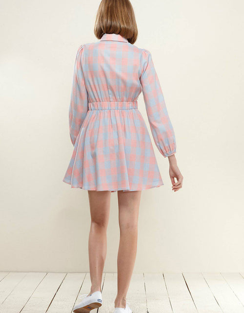 Load image into Gallery viewer, Women's Button Up Shirt Dress in Bubble Gum by Shop at Konus
