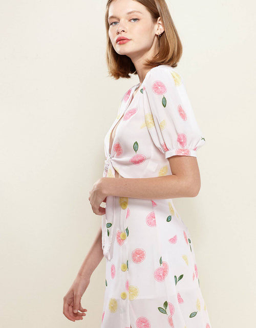 Load image into Gallery viewer, Fruit Punch Tie Hem Open Front Blouse in Fruit Punch by Shop at Konus
