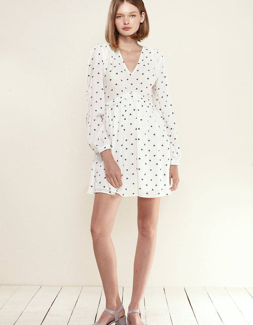 Load image into Gallery viewer, Women's Triangle Print Long Sleeve Dress in White Triangle by Shop at Konus
