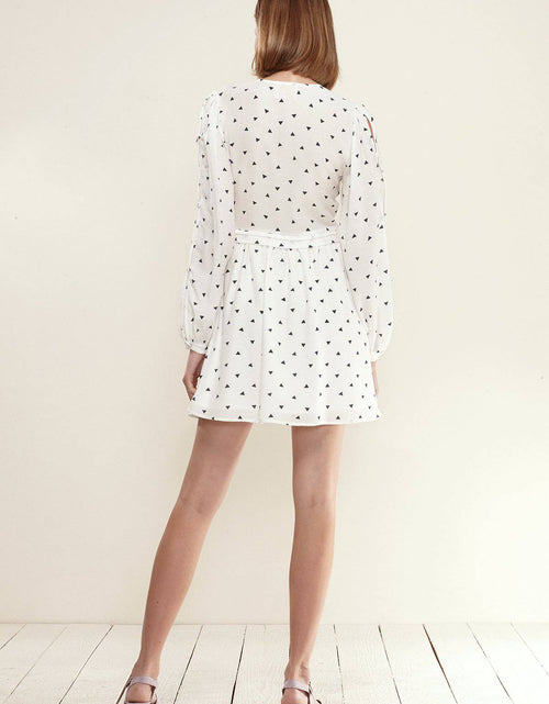 Load image into Gallery viewer, Women's Triangle Print Long Sleeve Dress in White Triangle by Shop at Konus
