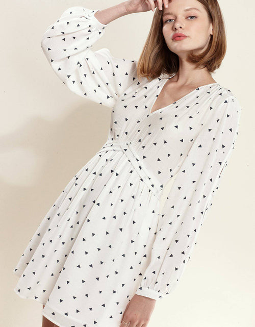Load image into Gallery viewer, Women's Triangle Print Long Sleeve Dress in White Triangle by Shop at Konus
