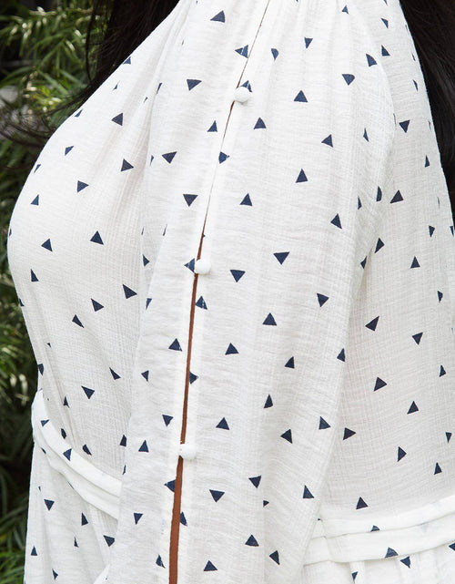 Load image into Gallery viewer, Plus Size Triangle Print Long Sleeve Dress in White Triangle by Shop at Konus
