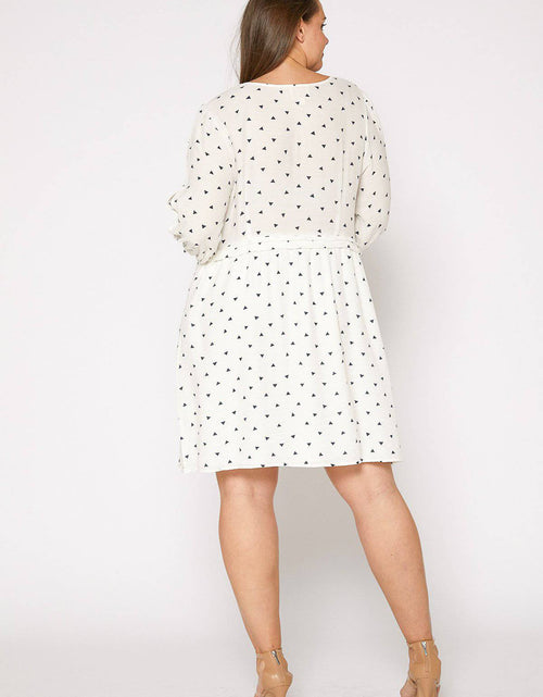 Load image into Gallery viewer, Plus Size Triangle Print Long Sleeve Dress in White Triangle by Shop at Konus
