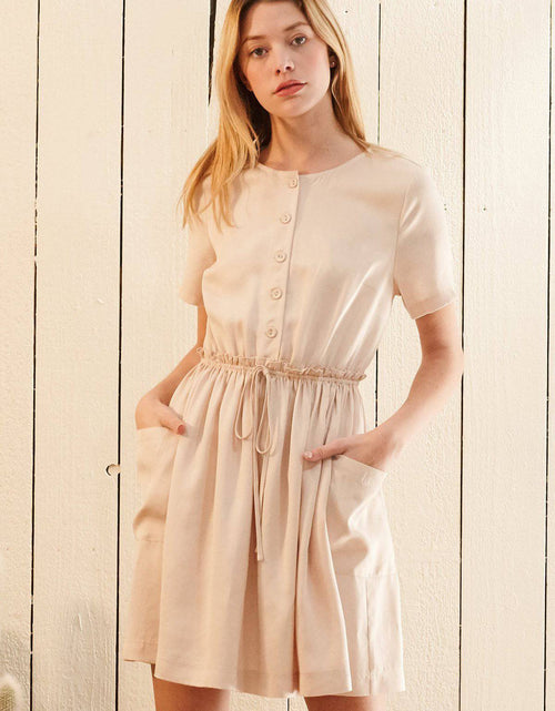 Load image into Gallery viewer, Women's Short Sleeve Utility Dress in Sand by Shop at Konus
