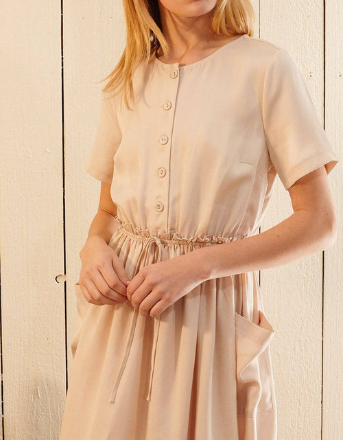 Load image into Gallery viewer, Women's Short Sleeve Utility Dress in Sand by Shop at Konus
