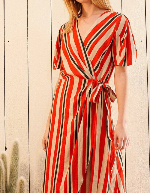 Load image into Gallery viewer, Puff Sleeve Wrap Dress in Poppy Multi by Shop at Konus
