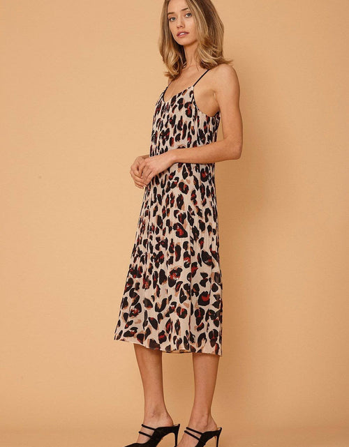 Load image into Gallery viewer, Women's Pleated Cami Dress in Leopard Sketch by Shop at Konus
