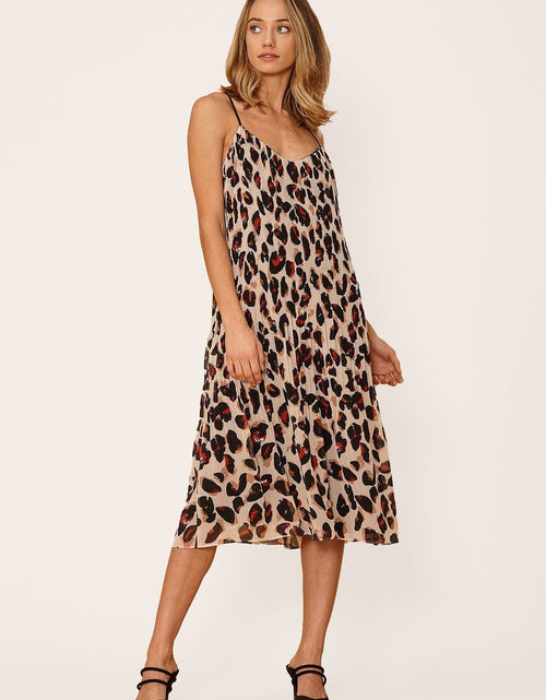 Load image into Gallery viewer, Women's Pleated Cami Dress in Leopard Sketch by Shop at Konus
