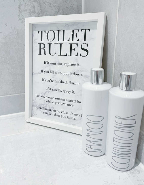 Load image into Gallery viewer, Toilet Rules Funny Humorous Bathroom Wall Decor Print - With Or Without Marble by WinsterCreations™ Official Store
