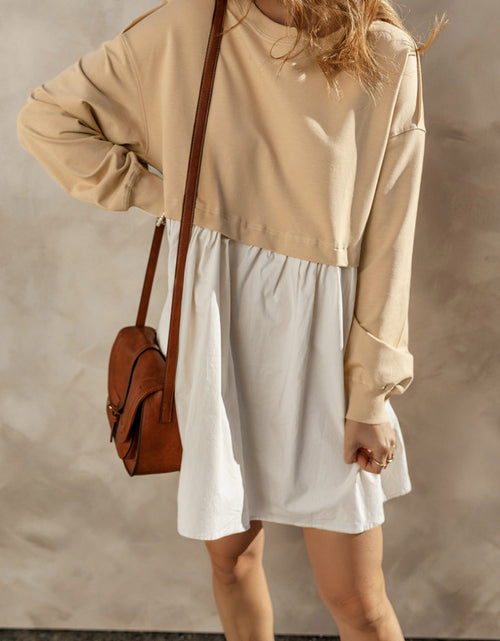 Load image into Gallery viewer, Round Neck Long Sleeve Mini Dress
