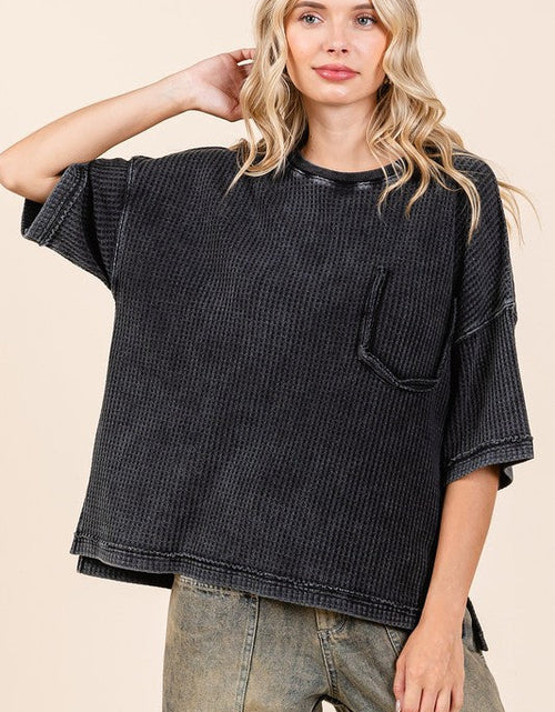 Load image into Gallery viewer, Mittoshop Mineral Wash Waffle Knit Short Sleeve Top
