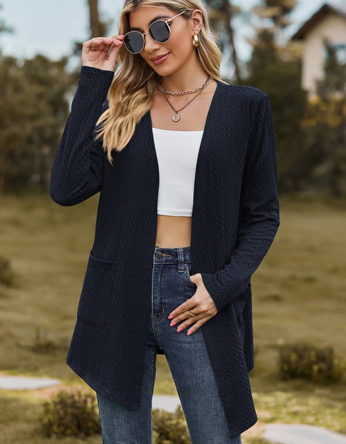 Load image into Gallery viewer, Cable-Knit Long Sleeve Cardigan with Pocket
