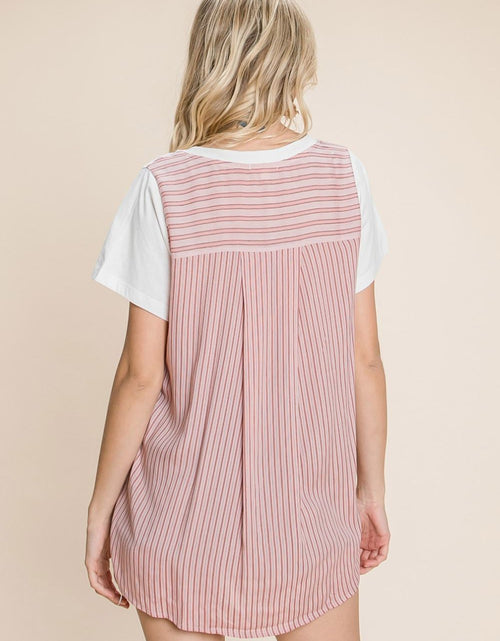 Load image into Gallery viewer, Cotton Bleu by Nu Label Contrast Striped Short Sleeve T-Shirt
