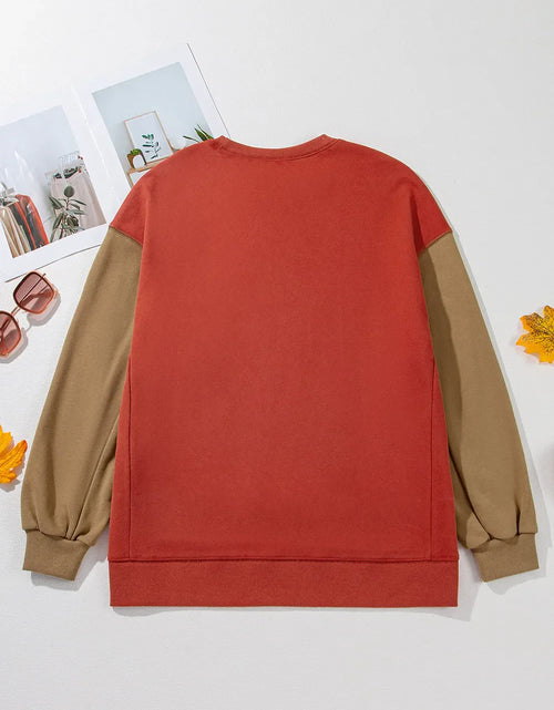 Load image into Gallery viewer, Contrast Round Neck Long Sleeve Sweatshirt
