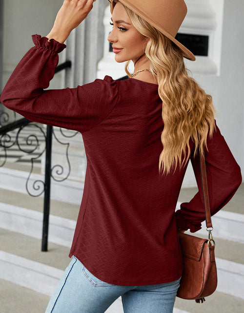 Load image into Gallery viewer, Round Neck Flounce Sleeve T-Shirt
