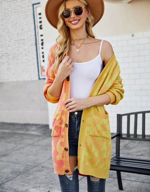 Load image into Gallery viewer, Angel Wings Leopard Button Down Longline Cardigan
