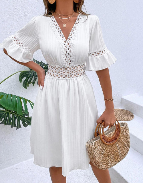 Load image into Gallery viewer, Cutout V-Neck Flounce Sleeve Mini Dress
