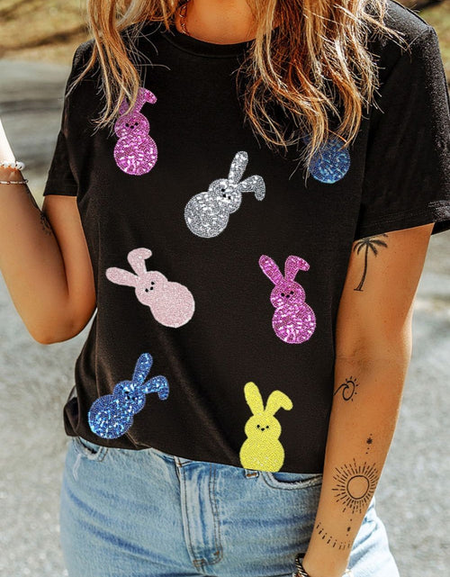 Load image into Gallery viewer, Sequin Bunny Doll Short Sleeve T-Shirt
