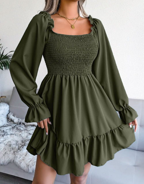 Load image into Gallery viewer, Smocked Flounce Sleeve Square Neck Dress

