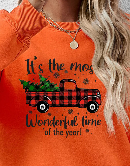 Load image into Gallery viewer, Graphic Round Neck Long Sleeve Sweatshirt

