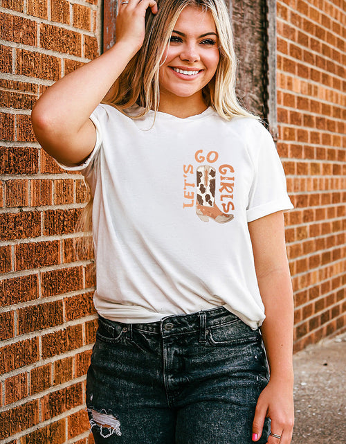 Load image into Gallery viewer, Round Neck Short Sleeve Cowboy Theme T-Shirt
