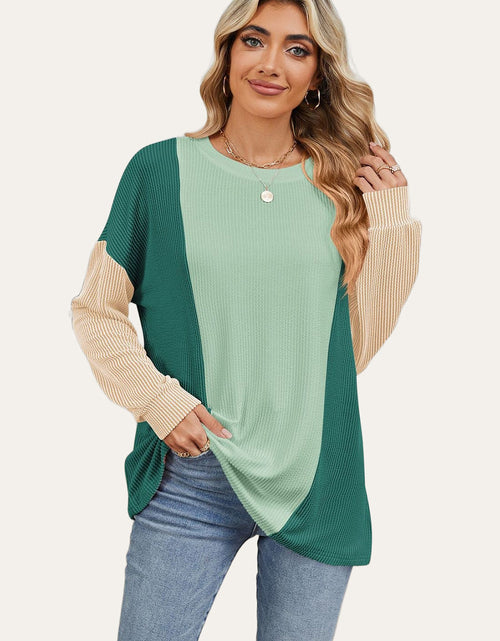 Load image into Gallery viewer, Double Take Texture Contrast Round Neck Long Sleeve T-Shirt
