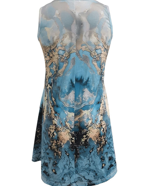 Load image into Gallery viewer, Shiny Abstract Print Round Neck Sleeveless Dress with Pockets
