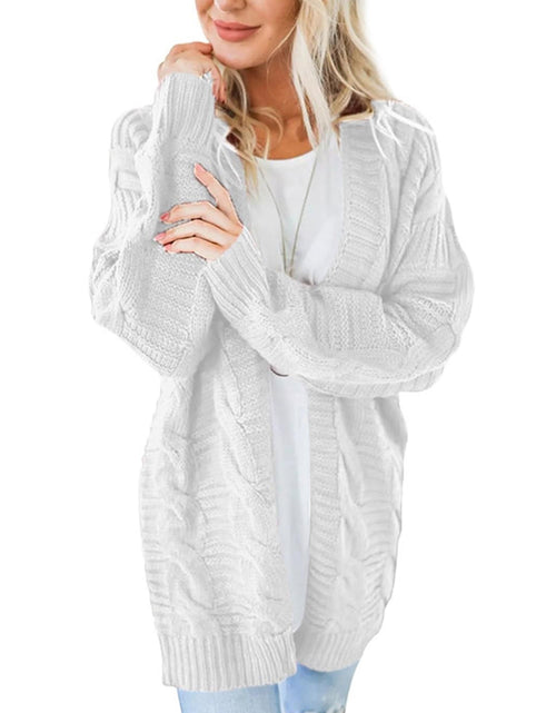 Load image into Gallery viewer, Cable-Knit Open Front Long Sleeve Cardigan
