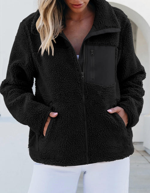 Load image into Gallery viewer, Zip Up Long Sleeve Plush Jacket
