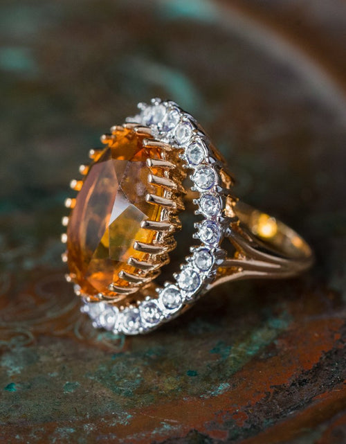 Load image into Gallery viewer, Vintage Women's Statement Crystal Cocktail Ring 18k Gold Electroplated by PVD Vintage Jewelry
