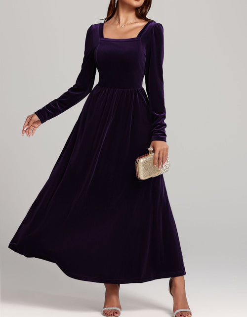 Load image into Gallery viewer, Velvet Square Neck Long Sleeve Dress
