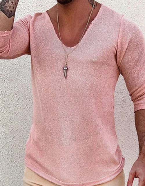 Load image into Gallery viewer, Men's Full Size V-Neck Long Sleeve T-Shirt Plus Size
