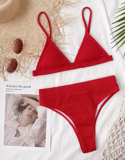Load image into Gallery viewer, Spaghetti Strap Ribbed Bikini Set
