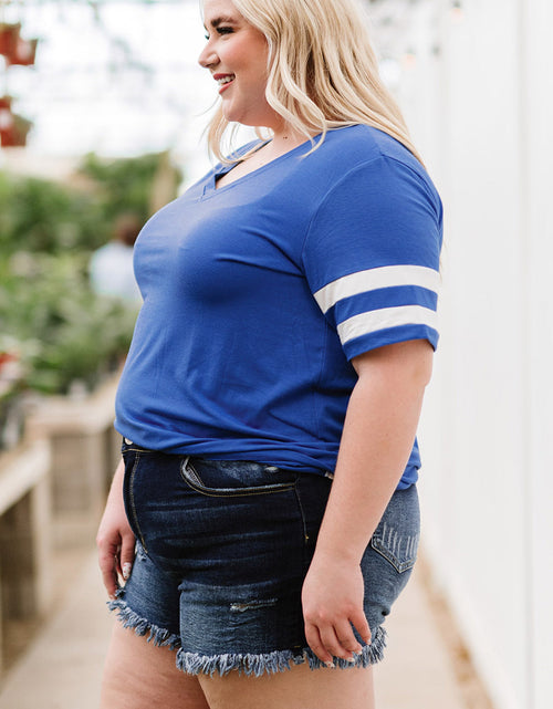 Load image into Gallery viewer, Plus Size Striped V-Neck Tee Shirt
