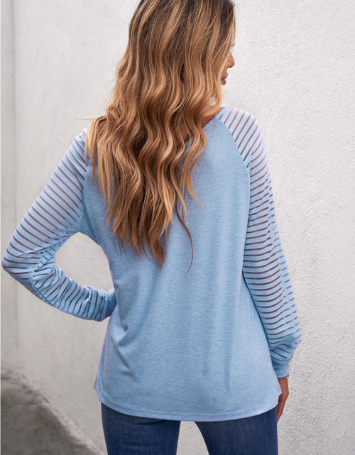Load image into Gallery viewer, Sheer Striped V-Neck Top
