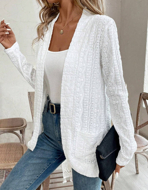 Load image into Gallery viewer, Pocketed Eyelet Open Front Cover Up
