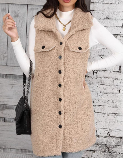 Load image into Gallery viewer, Button Up Teddy Vest Coat
