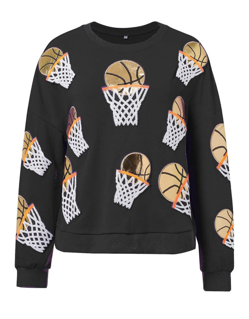 Load image into Gallery viewer, Basketball Round Neck Long Sleeve Sweatshirt
