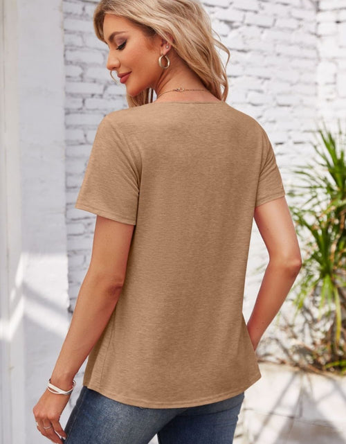 Load image into Gallery viewer, Decorative Button Scoop Neck T-Shirt

