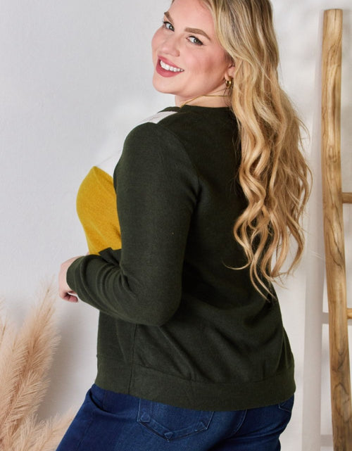 Load image into Gallery viewer, Hailey &amp; Co Full Size Colorblock V-Neck Blouse
