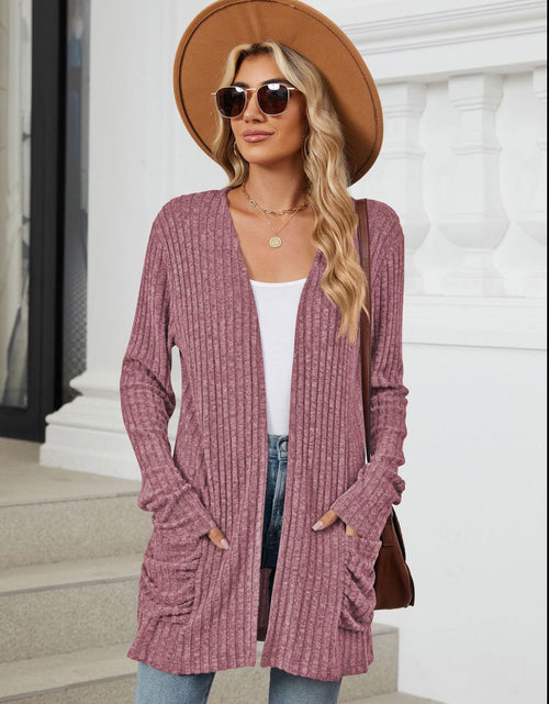 Load image into Gallery viewer, Pocketed Open Front Long Sleeve Cardigan
