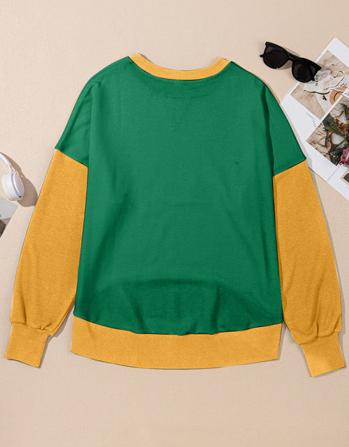 Load image into Gallery viewer, Contrast Round Neck Long Sleeve Sweatshirt
